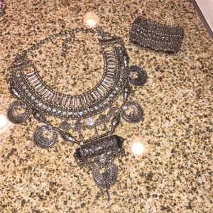 Boho Gypsy Warrior Necklace Rhinestone Statement